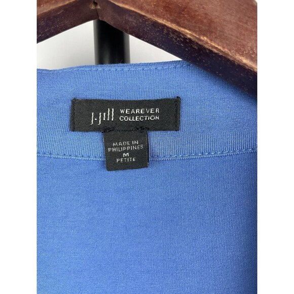 J. Jill Cardigan Wearever Rayon Jersey Stretch Open Front Long Sleeve Blue Sz MP - Picture 4 of 7